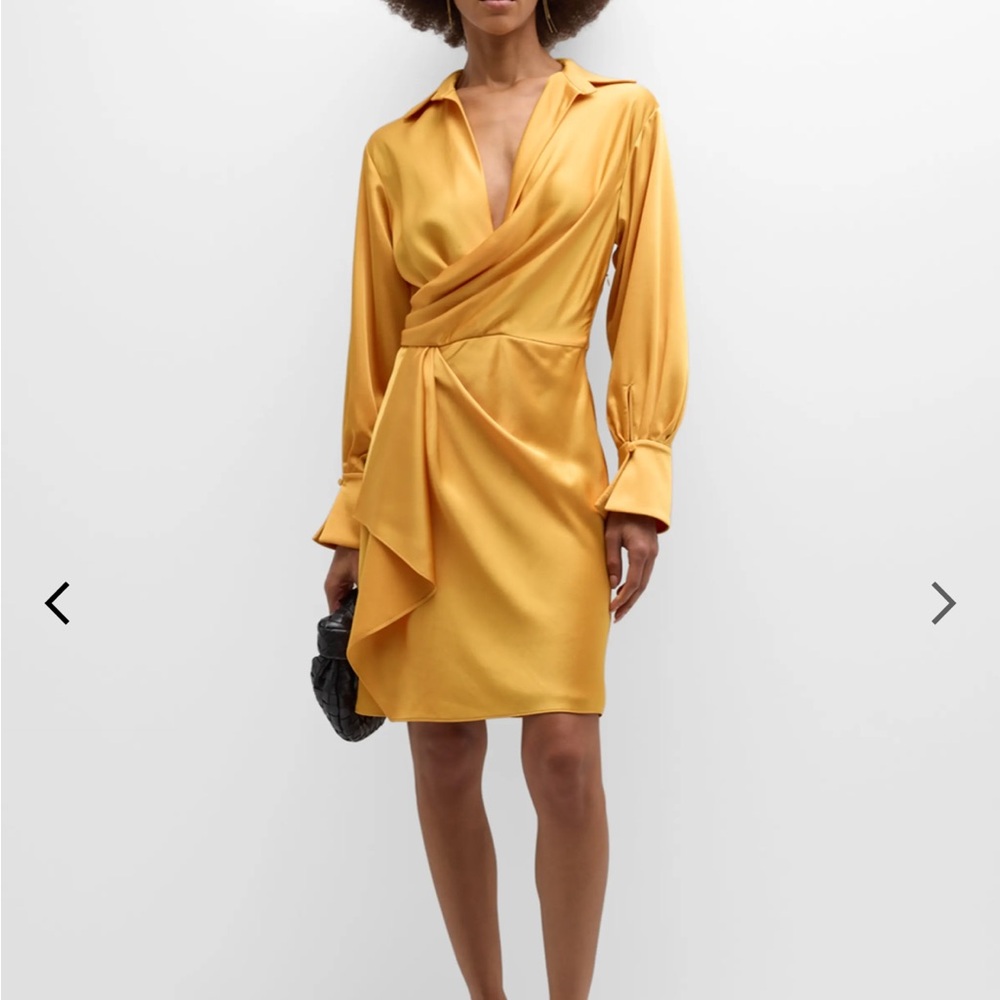 SIMKHAI Talit Draped-Front Satin Mini Dress